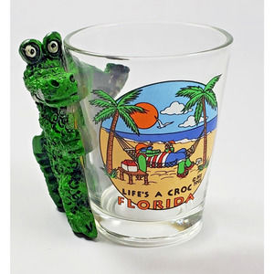 Flordia Shot Glass Beach Lifes A Croc Crocodile Barware